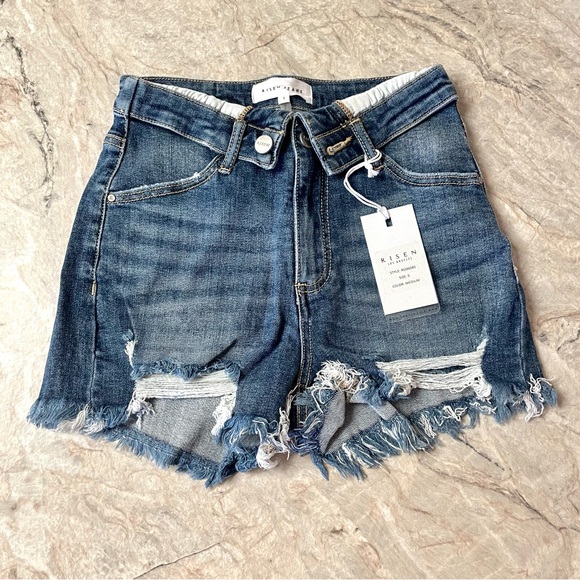 Folded waist Jean Shorts XS/S - Picture 1 of 6
